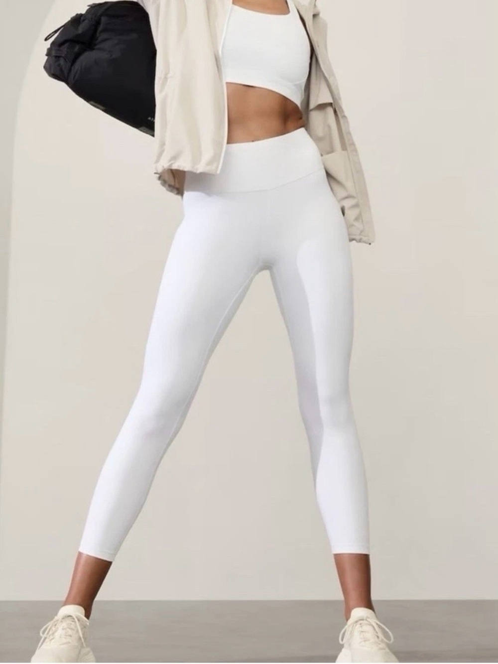 Athleta Interval Stash 7/8 Tight Legging, White,  Size XL, PowerMove